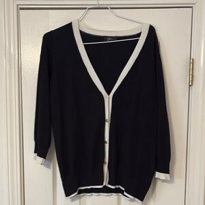 Black and White Cardigan Sweater with Classic Design